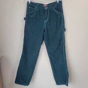 Dickies Carpenter Pants Corduroy Size 7 / 28 Green Juniors